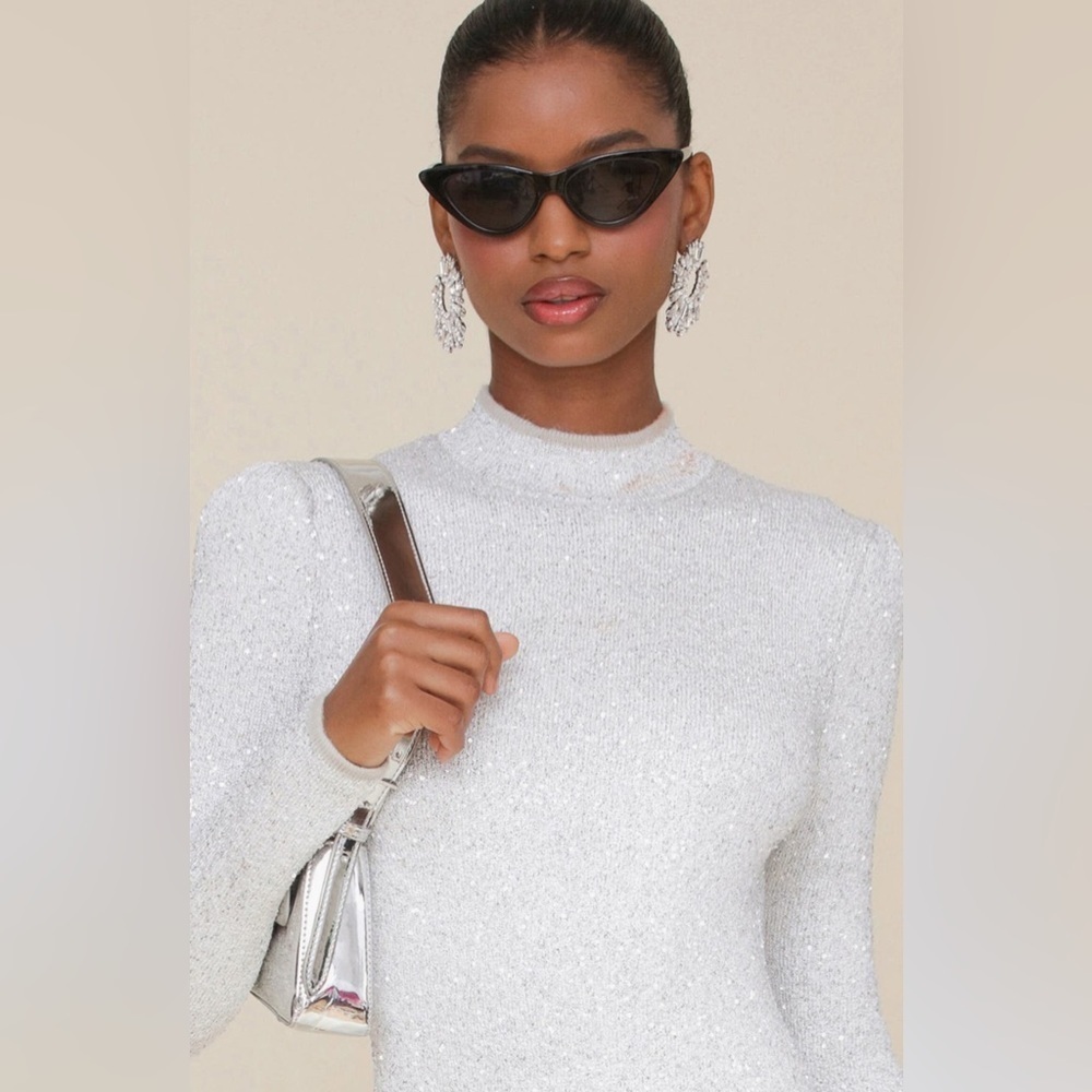 ❗️BUY NOW❗️ITEM WILL BE REMOVED SOON❗️Sparkling White Long Sleeve sweater Dress - Picture 8 of 8